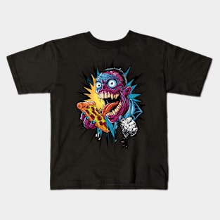 Wild-eyed Pizza Enthusiast Kids T-Shirt